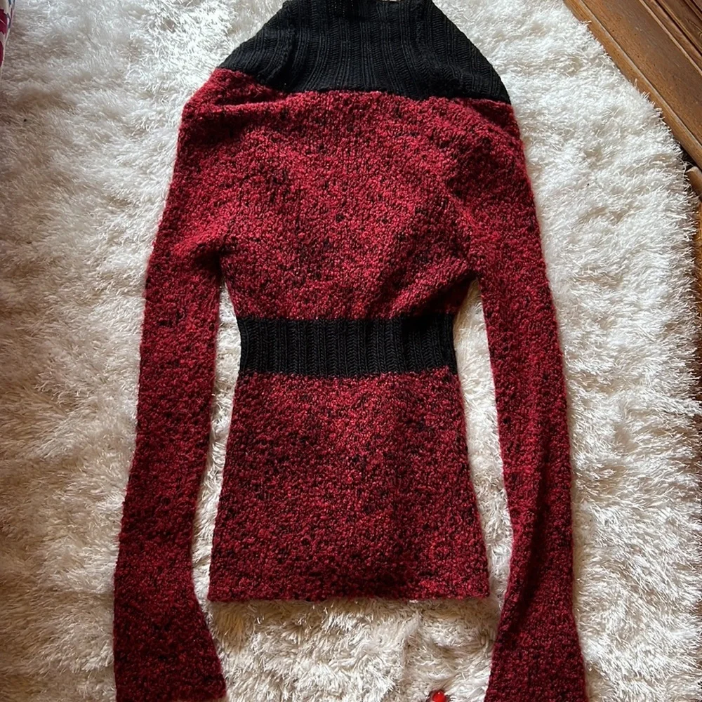 BKE red and black tunic cardigan w extra long sleeve szM - Picture 5 of 7
